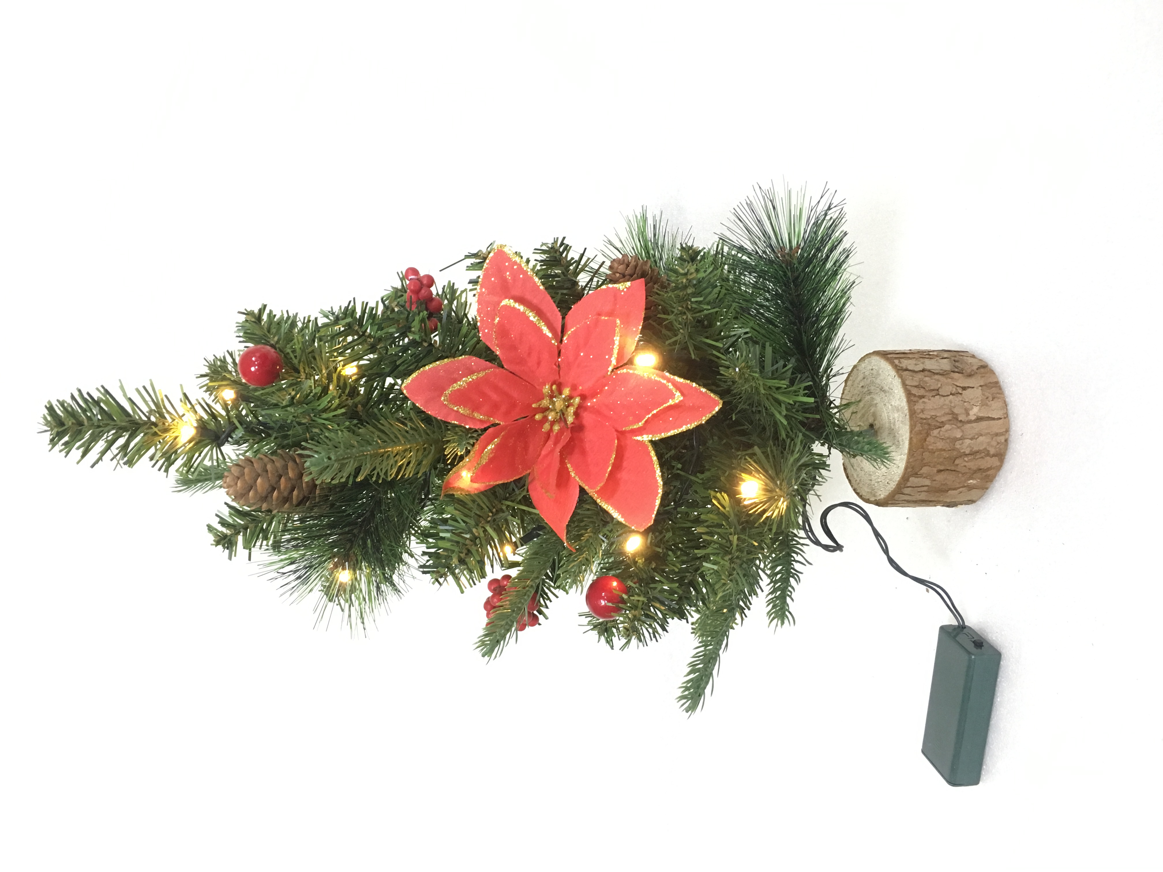 PVC PE Pine Needle Series Christmas Tree-40CM Small Wood Head and Feet Plus Dekorationer
